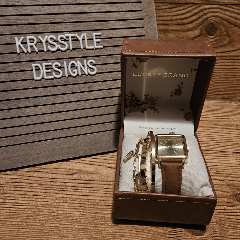 Lucky Brand Gold Tone Watch & Bracelet Set